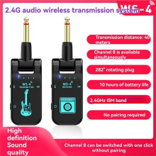 Sistema de Guitarra Inalámbrico WS-4 de 2,4 G con Transmisor y Receptor para Bajo Eléctrico, Transmisión en Tiempo Real de 48 K.