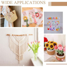 11x11'' Wood Macrame Board and Pins Set with 40m Cotton Cord 10pcs Keychains for Braiding Weaving Supplies Macrame Kit