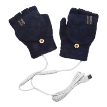 USB Electric Heated Gloves Double-Sided Heating Gloves Mittens Rechargable Waterproof Adjustable Temperature,Navy