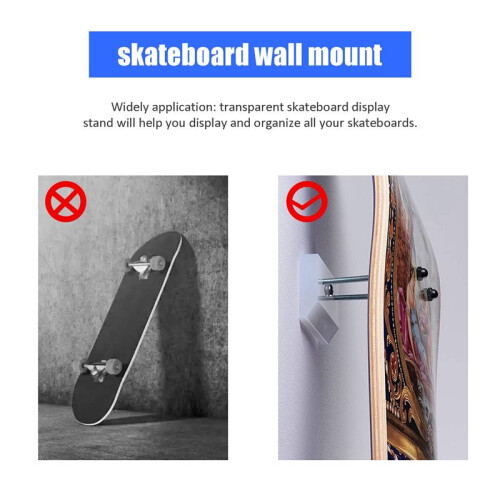 Skateboard Hanger 2PCS Wall Mount Deck Rack for Skateboards Deck Display and Storage 2