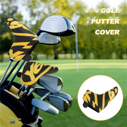 GolfschläGer Blade Putter Abdeckung HeadAbdeckung mit PU Lederverschluss,Ja Bedrucktes Gemustertes GolfzubehöR 1