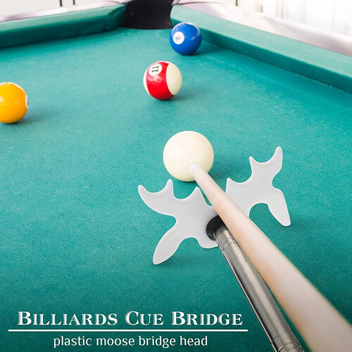 Retractable Billiard Cue Stick Bridge with Bridge , Billiard Pool Cue Accessory for Pool Table,Bridge ,White