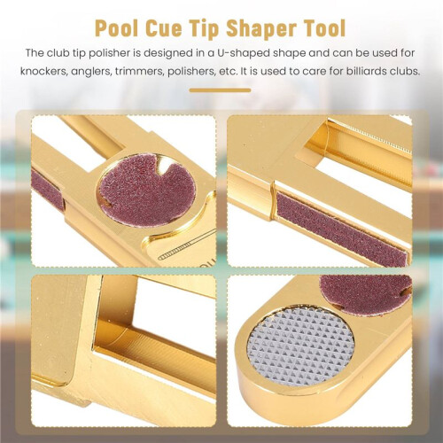 Billard-Pool-Queue-Spitzen-Former-Werkzeug Queue-Spitzenschleifer Burnisher Queue-Stick-Werkzeug U-FöRmige Queue-Spitzen-Trimmer mit Schleifpapier 2