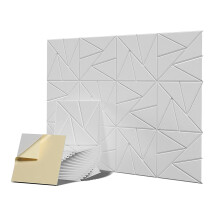 Lot de 12 Panneaux Acoustiques avec Autocollants, 12 Panneaux en Mousse InsonoriséE de 12 X 0,4 Pouces, Panneaux Acoustiques Haute Densité, Blanc