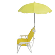 Children Folding Beach Chair with Umbrella, 38x34.5x53cm, 50kg, Yellow