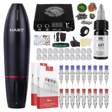 Dragonhawk Mast Pen Rotary Tattoo Machine Power Supply Extreme Cartridges Foot Pedal Gift Box 1013-10