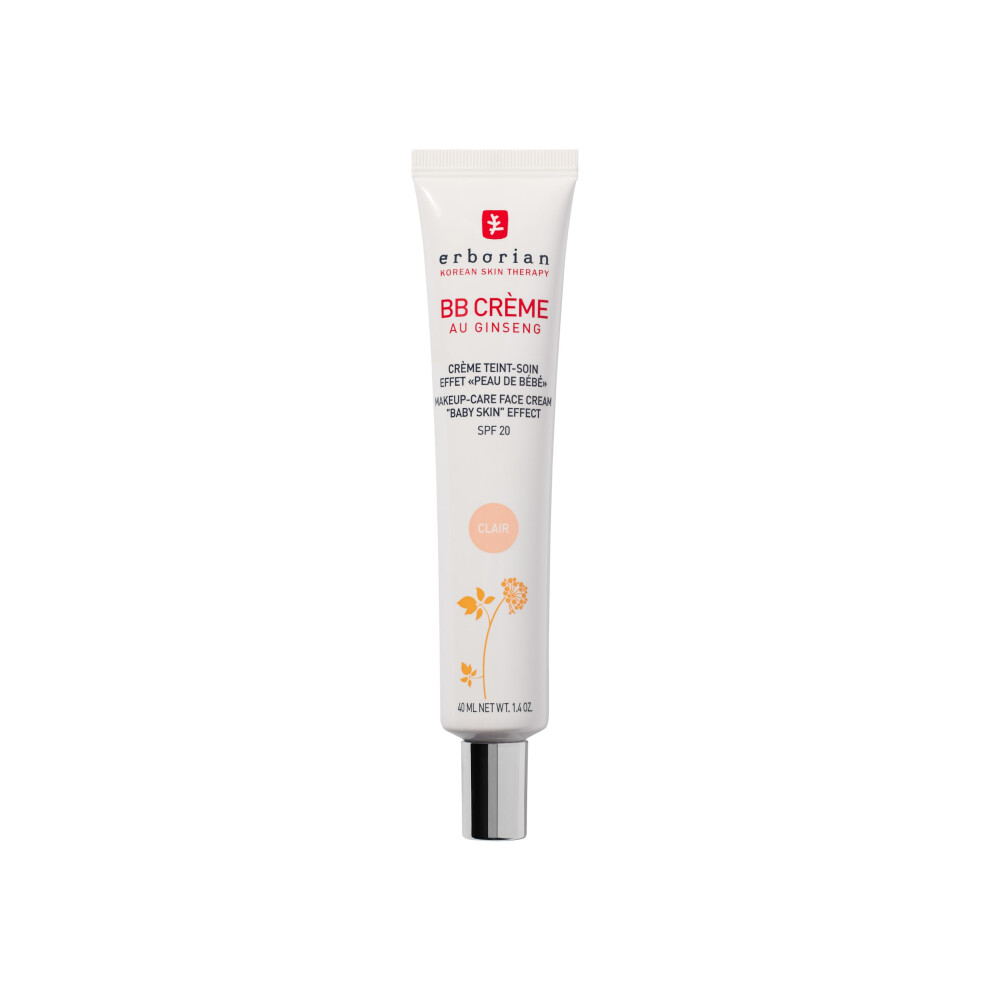 Erborian Cream - Bb With Ginseng - Complexion - "Baby Skin" Effect - Korean Cosmetic Treatment 5 -In -1 For Spf 20 - Clair 40 Ml