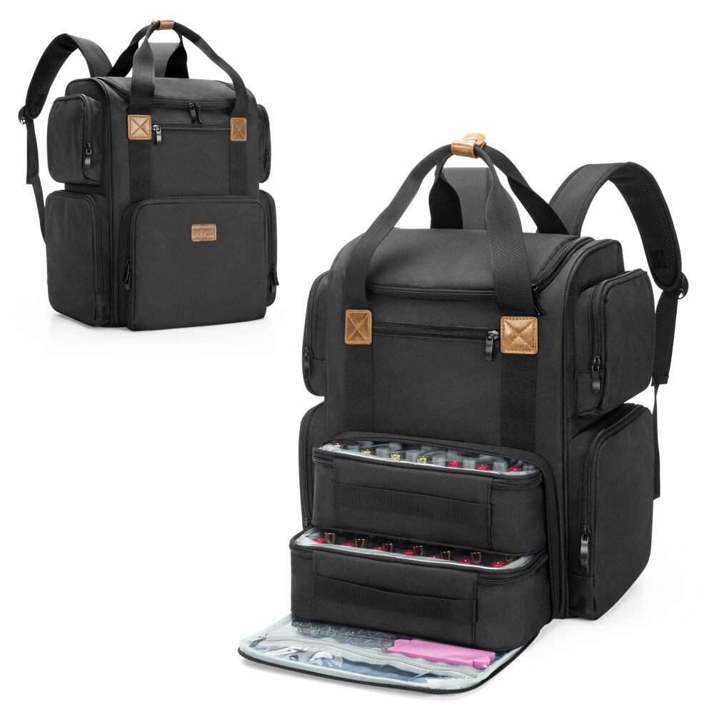 Bafaso Nail Polish Organiser Backpack Holds 70 Bottles And A Nail Lamp, Nail Polish Organiser Case With 2 Removable Pouches And A Laptop Sleeve