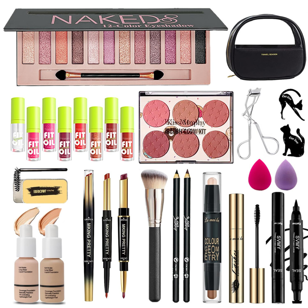 Jwex Makeup Set, Cosmetic Make Up Kit With Storage Bag Portable Travel Make Up Palette Eyeshadow Foundation Lip Gloss Full Kit Makeup Set For Teenage &