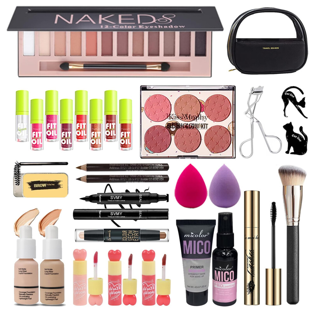 Jwex All In One Full Makeup Kit For Women, Makeup Set For Women&Beginner,Eyeshadow, Foundation, Lipsticks, Eyeliner, Mascara, Brow Soap Make Up Gift Set