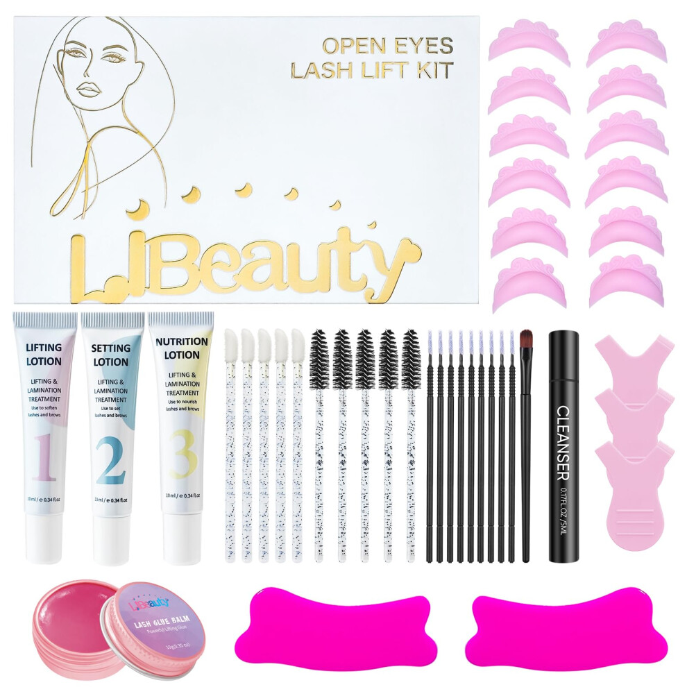 Libeauty Lash Lift Kit, Eyelash Perming Kit With New Open-Eye Lash Lift Shields, Korean Lash Lift Kit And Brow Lamination Kit For Salon And Home Use