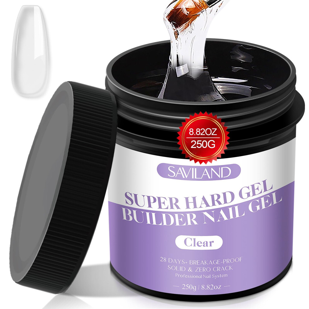 Saviland 250G/8.82Oz Builder Gels: Large Capacity Hard Gel For Nails Nail Strengthen Gel For Nail Extension Starter Builder Gels For Nails Hard Gel