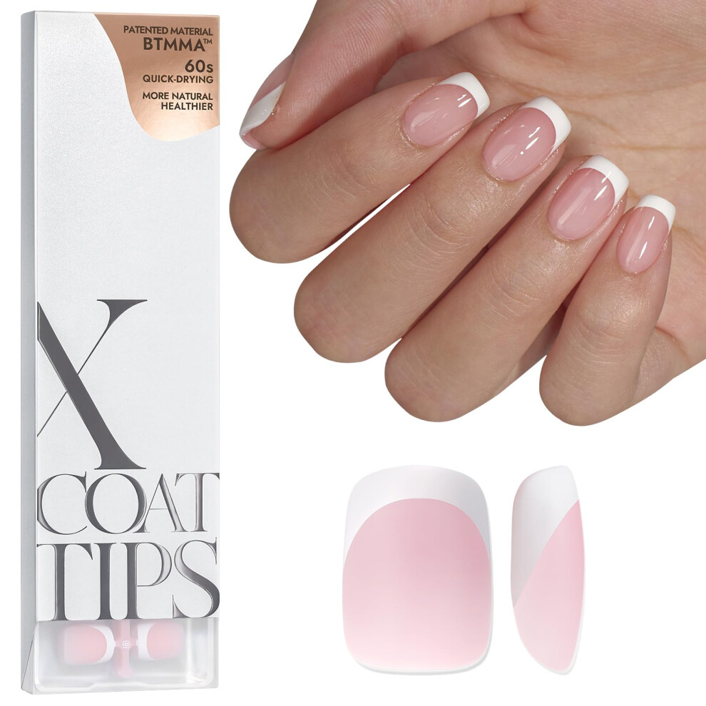 Btartbox Pink Extra Short Press On Nails- 150Pcs Xcoattips French Tip False Nails, Soak Off Square Nail Tips, Soft Gel Nail Tips For Gel Extensions In