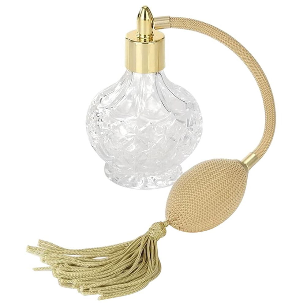 Minkissy 80Ml Refillable Perfume Bottle With Atomiser Bulb Glass Spray Vintage Style For Travel Home Fragrance Storage