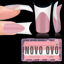 NOVO OVO Halloween White French Tip Duck Feet Nail Tips Full Cover for Press on Acrylic with Moon Curve, Thick Medium Long Pre-Etched Matte Wide Soft