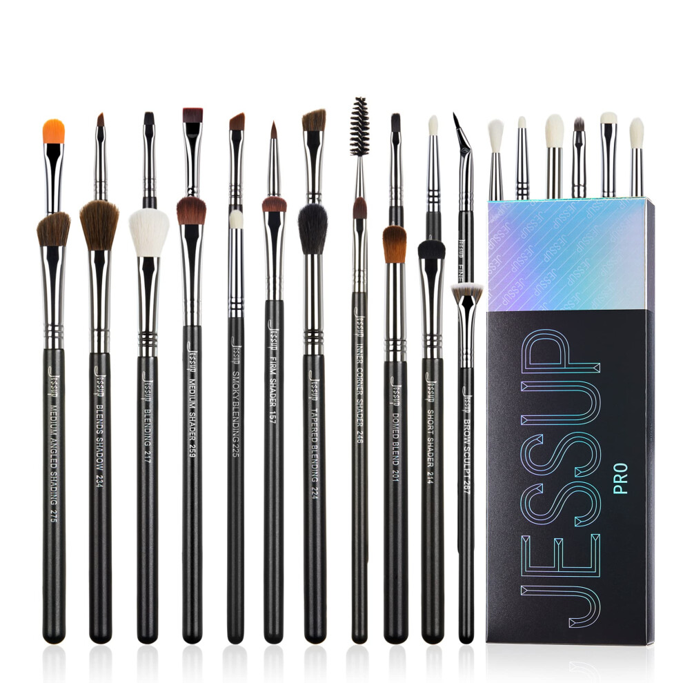 Jessup Black Eye Makeup Brushes Set Professional 28Pcs Premium Synthetic Make Up Brushes For Eyeshadow Eyeliner Eyebrow Blending, T341