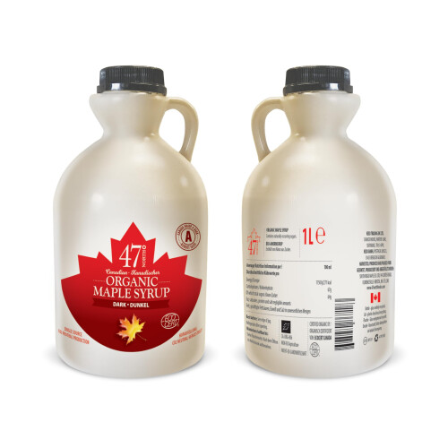 47? North Single Source Organic Canadian Maple Syrup, Grade A Dark Robust 1l 1