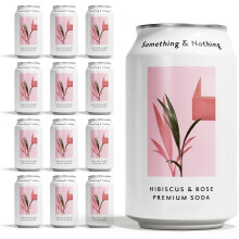 Something & Nothing Hibiscus & Rose Flavoured Sparkling Water, 12 x 330ml Cans | Lightly Carbonated Fizzy Soda Waters with Added Grape & Lemon Juice |