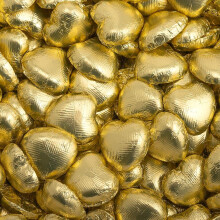 Italian Options Milk Chocolate Foiled Hearts, 100 Chocolates, Gold Foil