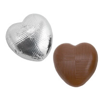 Italian Options Milk Chocolate Hearts, 1 KG approx 166 Pieces, Silver Foil