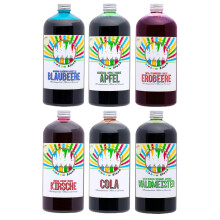 Rainbow Slush Syrup AZO Free | 6 x 1 Litre Bottle | Concentrate for Slushy Maker Ice Slush Machines Ice Machines Drinks 1:5 to 1:20 (6 x Mixed)
