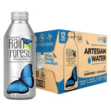 RainForest Premium & Natural Artesian Spring Water from Costa Rica, Aluminium Bottle Cans 16fl.oz/473ml. (12 Pack)