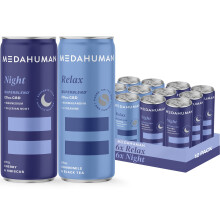 MEDAHUMAN CBD Still Drink Mixed Pack ? Night (Sour Cherry & Hibiscus) & Relax (Chamomile & Black Tea) with Ashwagandha, Valerian Root, L-Theanine,