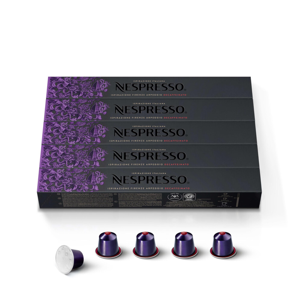 Nespresso Capsules - Arpeggio Decaffeinato - 50 Capsules, 5 Sleeves - New Decaf Variety