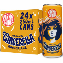 Karma Drinks Gingerella Ginger Ale - 24 x 250ml Cans - Natural Fizzy Soft Drinks, Fairtrade, Organic & Vegan