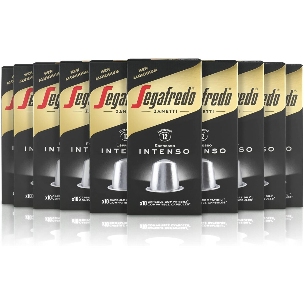 Segafredo Zanetti - 100 Nespresso? * Compatible Capsules, Intenso Coffee, Full And Persistent Taste - 10 Boxes Of 10 Capsules