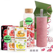 waterdrop? Glass Starter Set ? 600ml Borosilicate Glass Bottle + 18 Sugar-Free Microdrink Hydration Cubes in 6 Flavours, Vitamin C & B Infused, BPA