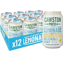 Cawston Press Sparkling Lemonade Fizzy Drink Blended With Sparkling Water, Squeezed Lemon Juice & Pressed Apple Juice (330ml x 12 cans) | Gluten Free