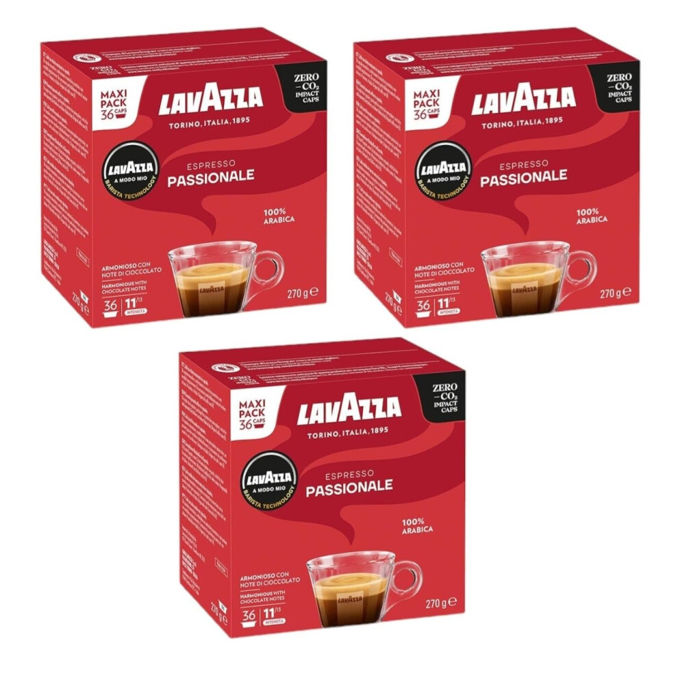Lavazza A Modo Mio Espresso Passionale Coffee Capsules (Pack Of 3, Total 108 Pods)
