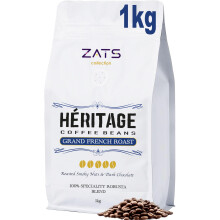 ZATS Robusta Coffee Beans French Roast 1kg, Fine Robusta Blend - Intensity 5/5 - Extra Strong Artisan Espresso, Dark Roasted Speciality Whole Coffee