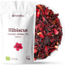 HIBISCUS TEA ORGANIC 1 kg +500 Cups | Hibiscus Flower for Teas, Infusions, Ice Teas or Karkade | REPLANTEA