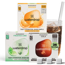 waterdrop? Microdrink Fizzy Drinks Set - Cola - Orange - Lime - Water Flavouring - Hydration Tablet - 36 Sugar Free Drink Cubes - Enriched with