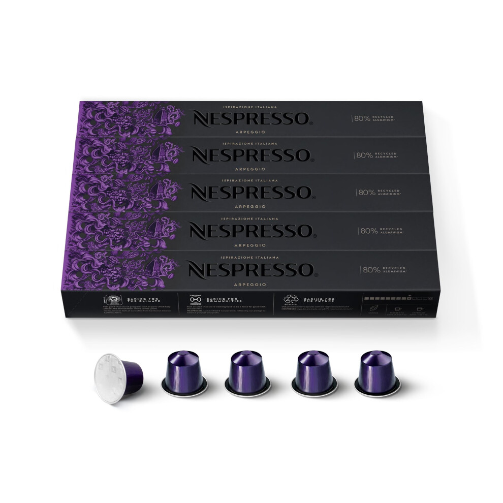 Nespresso Original Coffee Pods - 50 Inspiranzione Arpeggio Capsules For Machines. Make Espressos, Cappuccino And Macchiato At Home. A Short