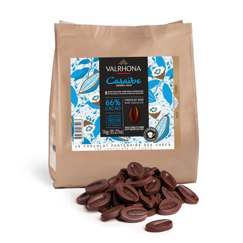 Valrhona Cara?be Baking Chocolate Chips 66%, 1 kg