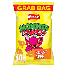 Walkers Monster Munch Roast Beef Snacks Crisps 40g (Case of 35)