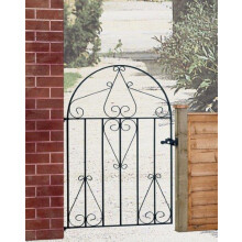 Classic Scroll Low Bow Top Single Gate - Solid Steel - Fits Gap of 838 mm x 1181 mm High - Electro Galvanised/Black Powder Coated