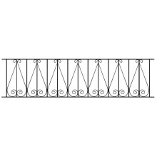 Regent Scroll Railing Panel - Solid Steel - Fits Gap of 1830 mm x 395 mm High - Electro Galvanised/Black Powder Coated