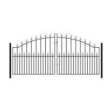 Saxon Spear Top Arched Double Driveway Gate - Solid Steel - Fits Gap of 2743 mm x 1245 mm High - Electro Galv./Black Powder Coated