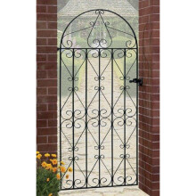 Regent Scroll Tall Bow Top Single Gate - Solid Steel - Fits Gap of 863 mm x 1791 mm High - Electro Galvanised/Black Powder Coated