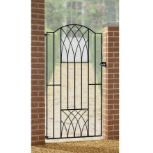 Abbey Modern Verona Tall Bow Top Single Gate - Solid Steel - Fits Gap of 955 mm x 1798 mm High - Electro Galv./Black Powder Coated