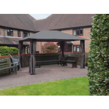 Highfield Gazebo Outdoor Garden BBQ Shelter, Party Tent with Curtains and Apex Canopy - L300 x W400 x H260 cm - Grey