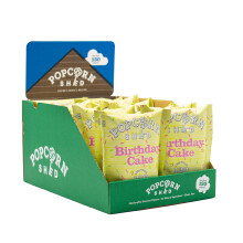 Popcorn Shed Birthday Cake Gourmet Popcorn Snack Pack, 384g, Pack of 16, Birthday Cake Caramel Popcorn with White Chocolate & Sprinkles, Natural