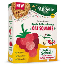 Angelic Free From 24 Bars Pack Apple & Raspberry Oat Squares. Vegan Allergen Free Kids Snack Oat Bars For Snacks & Lunch Box. Nut, Gluten, Egg & Dairy