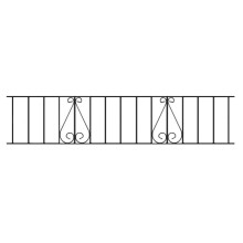 Classic Scroll Railing Panel - Solid Steel - Fits Gap of 1830 mm x 355 mm High - Electro Galvanised/Black Powder Coated