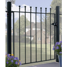 Manor Higher Flat Top Single Gate - Solid Steel - Fits Gap of 914 mm x 1220 mm High - Electro Galvanised/Black Powder Coated
