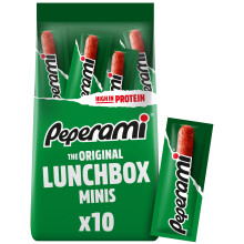 PEPERAMI Original Mini, 10 Pack, 10 x 100 g, Smoked pork salami sausage, made with 100% pork with protein kick, for on the go, the office, and lunch